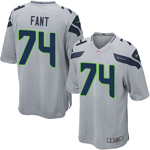 Men's Game George Fant Nike Jersey Grey Alternate - #74 NFL Seattle Seahawks